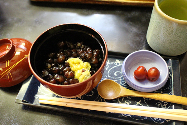 きびぜんざい steamed millet with sweetened Azuki red bean