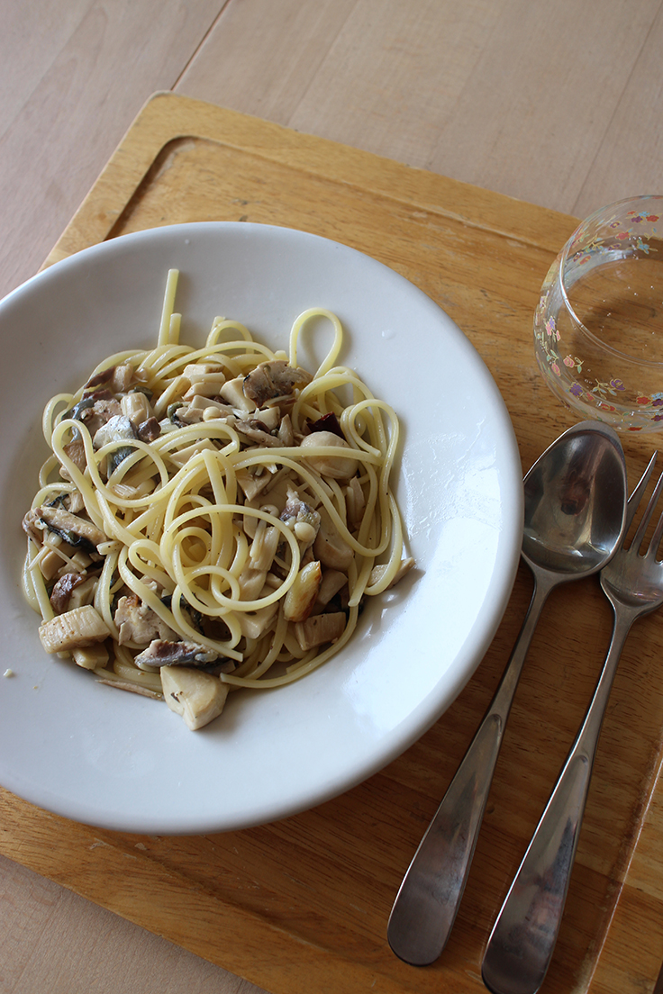 linguine with saucy & mushrooms