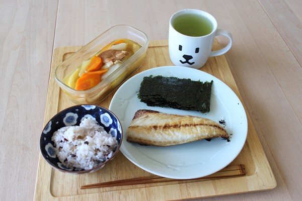 grilled mackerel, cooked Daikon, carrot & Fu