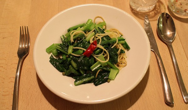小松菜と山椒のスパゲッティ